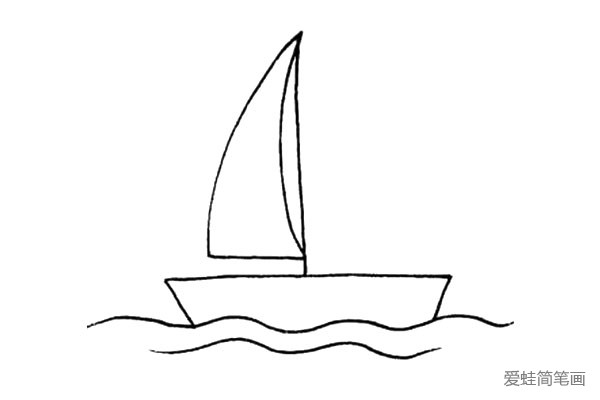 3.在船身上画出船帆。