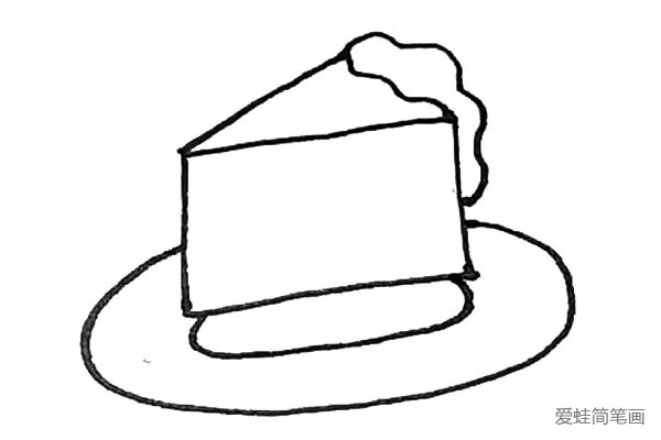 第三步：接着在缺口处画上两圈的波浪线作为奶酪融化的部分。