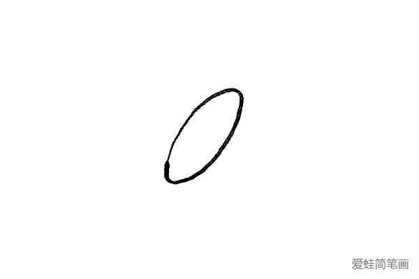 第一步：先画出一个椭圆形。