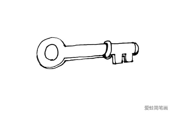 第五步：在下面绕着钥匙画上一层的厚度，使得钥匙更有立体感。
