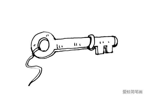 第七步：在钥匙里加上一些小线段作为装饰线条。