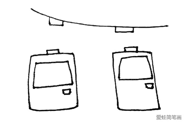 第四步：下面再画上方形的门把手，以及在上面画上方形的连接处。