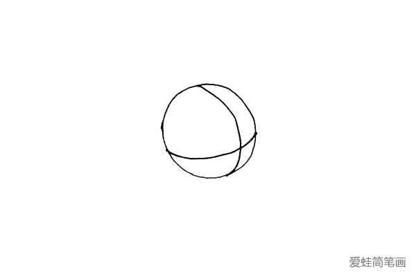 第二步：接着在大圆里面画上两条交叉的弧线。