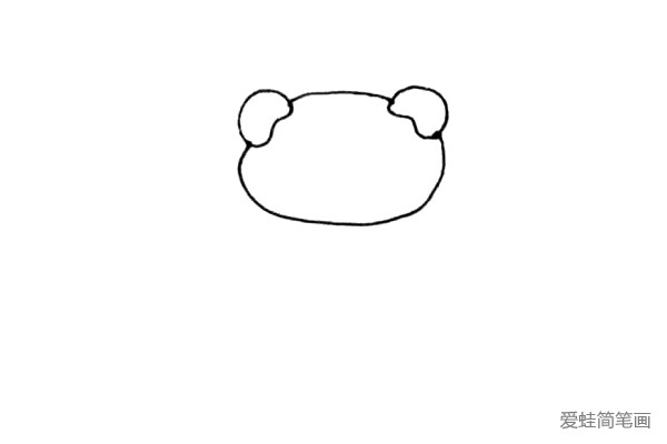 第二步：接着画上一个大大的椭圆，作为小猪的头部轮廓。