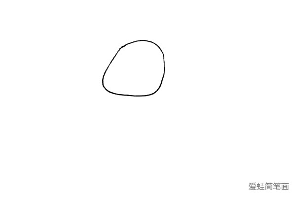 第一步：先画上一个不规则的四边形，形状像石头一样。