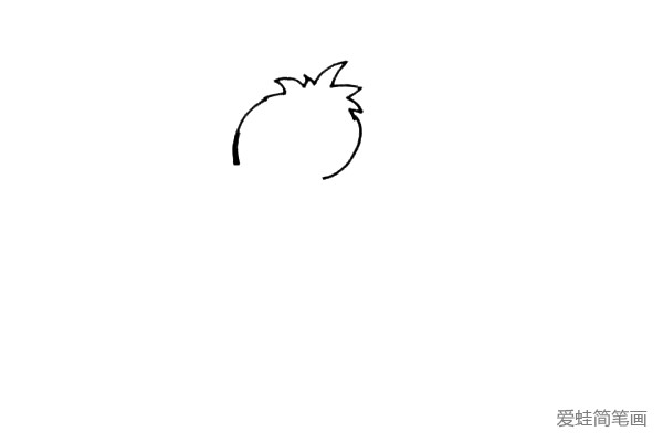 第二步：给括号上面画上一些像小草一样的折线，用来表示小鸭子头上的毛。