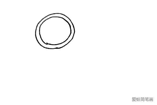 第一步：画上一个圆环，由两个圆形组成。