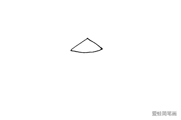 第一步：在纸上画上两条斜线，中间用弧线连接起来。