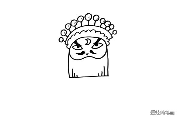 2.京剧人物头部有很多细节，帽子、胡子都要画出来