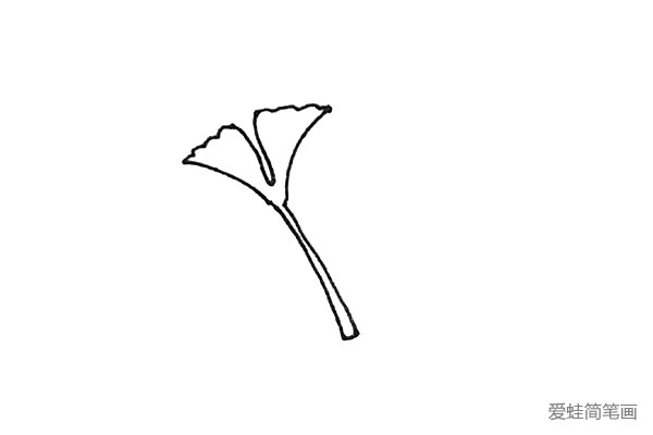 第四步：下面，再画上一个长条的叶柄。
