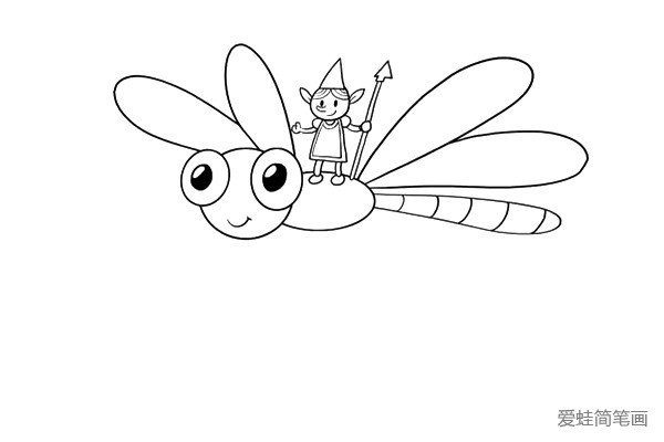 4.画好精灵后，再加上蜻蜓的翅膀，这点一定要注意哦。