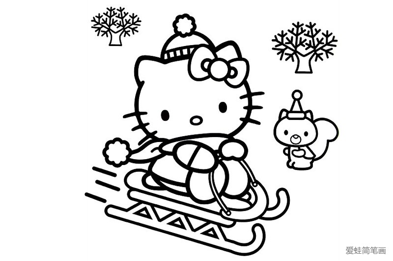 滑雪橇的kitty猫