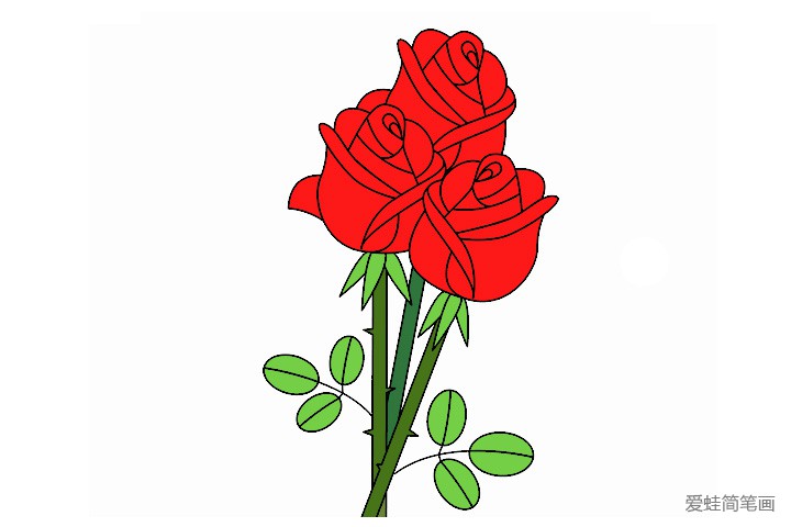 漂亮的红玫瑰简笔画