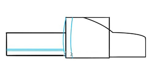 4.绘制一组曲线，平行线，床和驾驶室连接在一起。在矩形的底部画两条平行的横线。