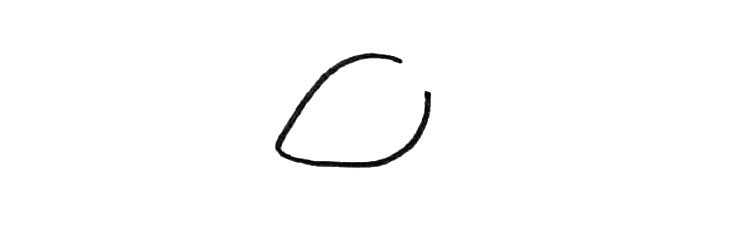 1.先画一个尖尖的椭圆，作袋鼠的头部轮廓。