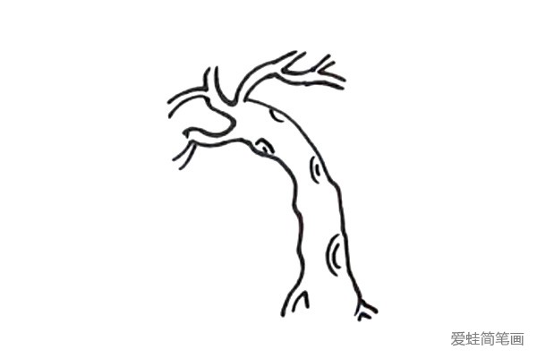 3.柳树的树干表皮不是光滑的，所以给它画上一些树痕。