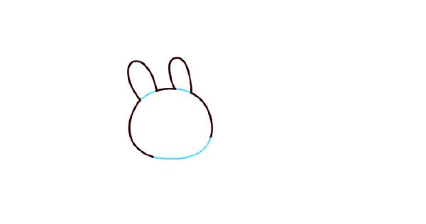 1.先画兔子的头部和长长的耳朵。
