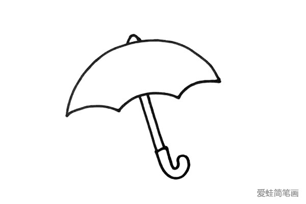 3.画好伞面之后，我就要画出雨伞的把手了。