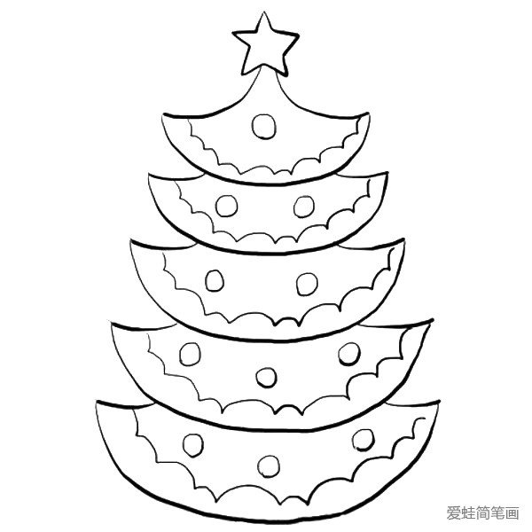 4.同样的方法画出圣诞树的剩下三层。