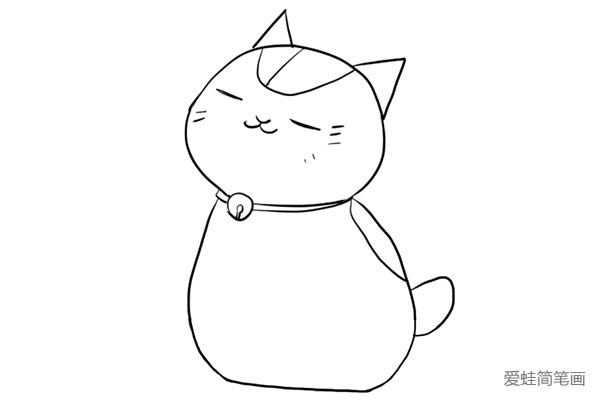 4.然后画小猫胖胖的身体。