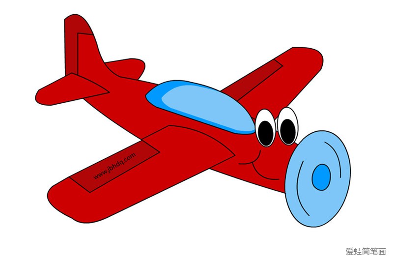 卡通小型飞机简笔画彩色