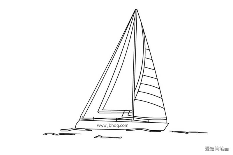 小型帆船简笔画黑白