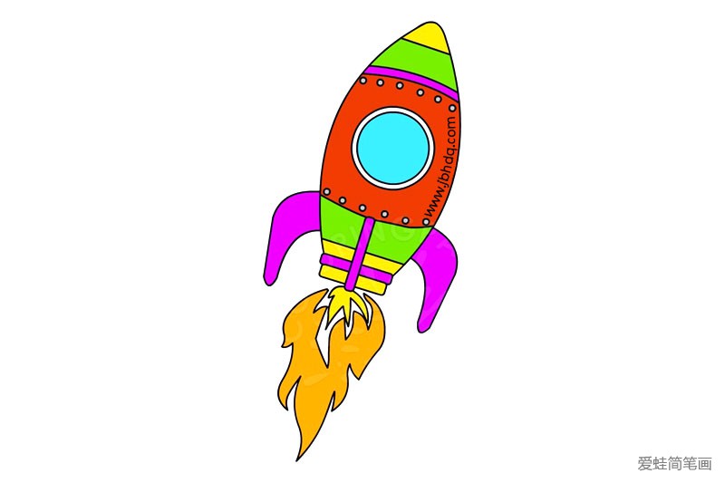 太空火箭简笔画彩色