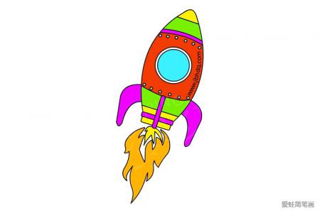 太空火箭简笔画带颜色