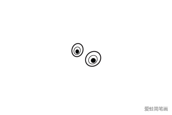 1.先画小丑鱼两只大大的眼睛。