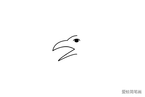 1.先画乌鸦大大张开的嘴巴和眼睛。