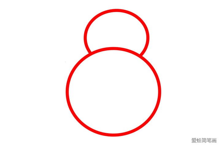 1.先画出一个类似8的形状，上面小下面大。