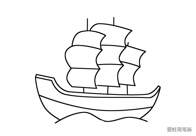 海上的帆船简笔画图片