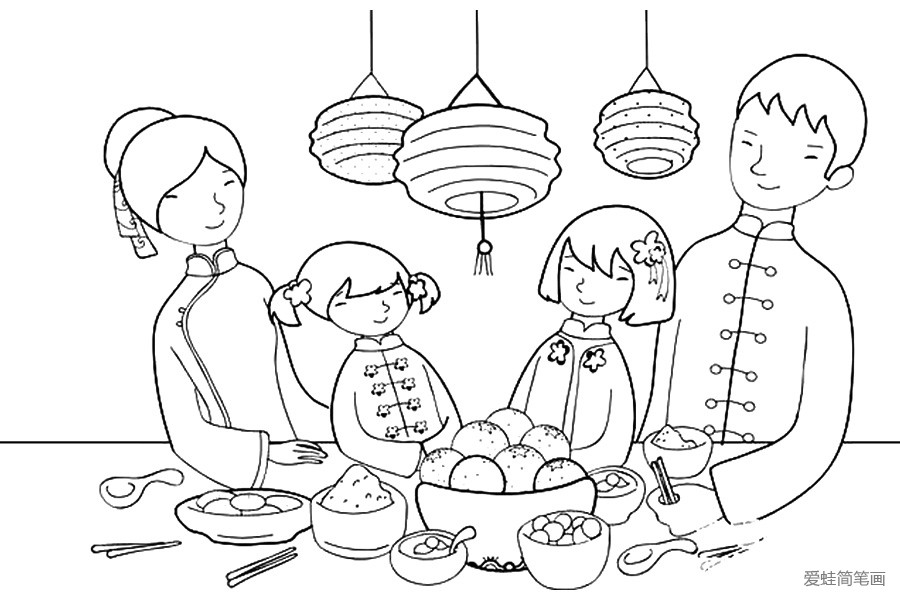 春节饭菜简笔画图片
