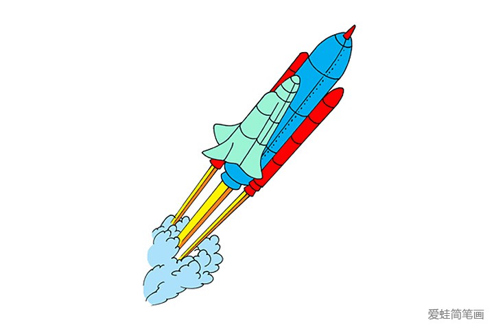 5张火箭简笔画图片「带颜色」