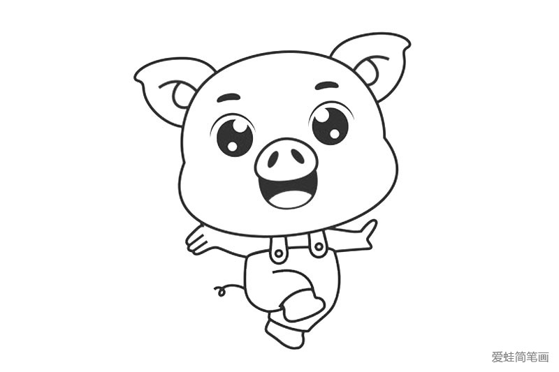 5张猪年卡通小猪形象简笔画