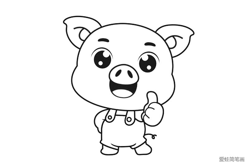 猪年卡通小猪形象简笔画4