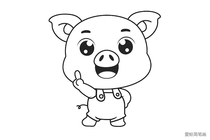 猪年卡通小猪形象简笔画3
