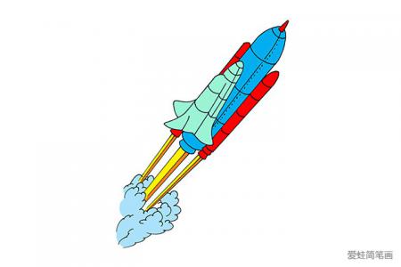 5张火箭简笔画图片「带颜色」