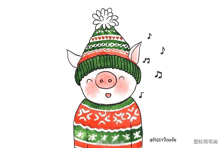 一组可爱圣诞小猪