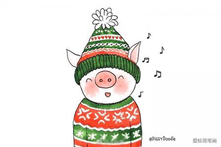 一组可爱圣诞小猪
