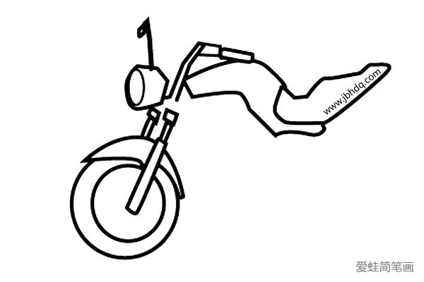 5.前减震位置画上摩托车的前轮。