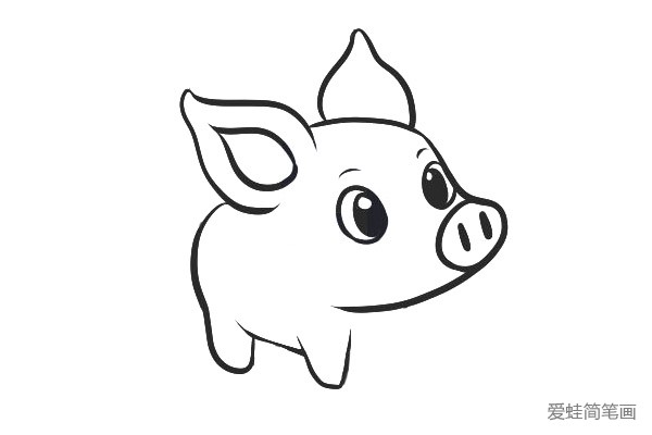4.画出小猪身体轮廓和腿。