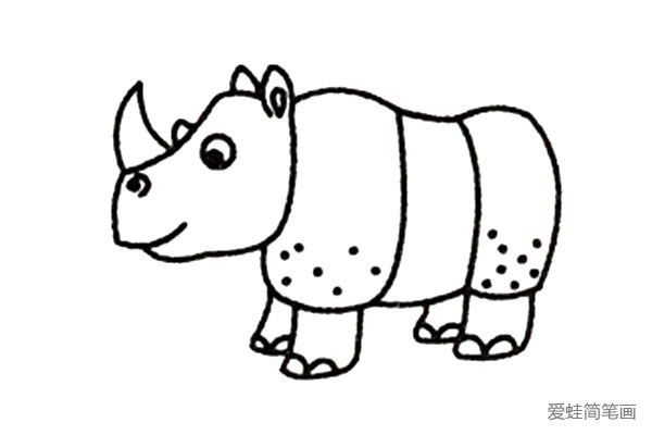 4.接着画犀牛粗壮的四肢。
