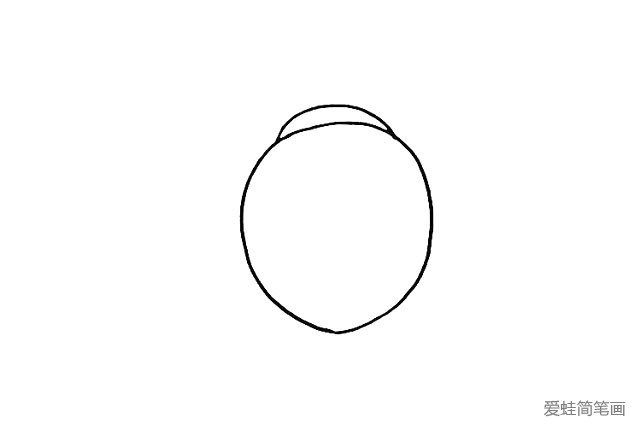 2.在身体的上方画出它的头部.一个小的圆弧。
