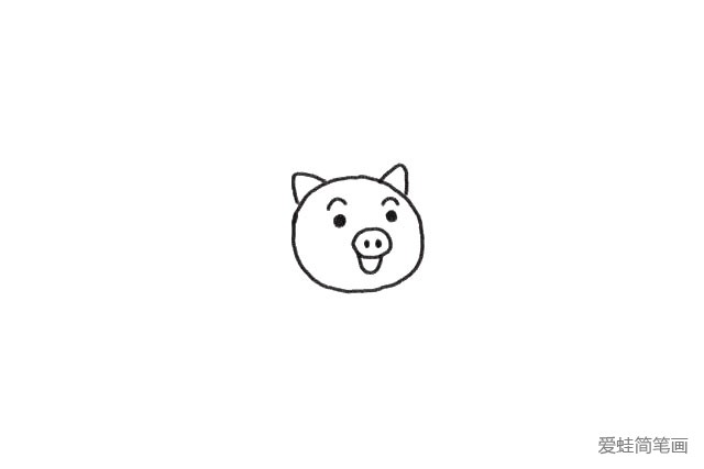 1.先画出小猪的头部。