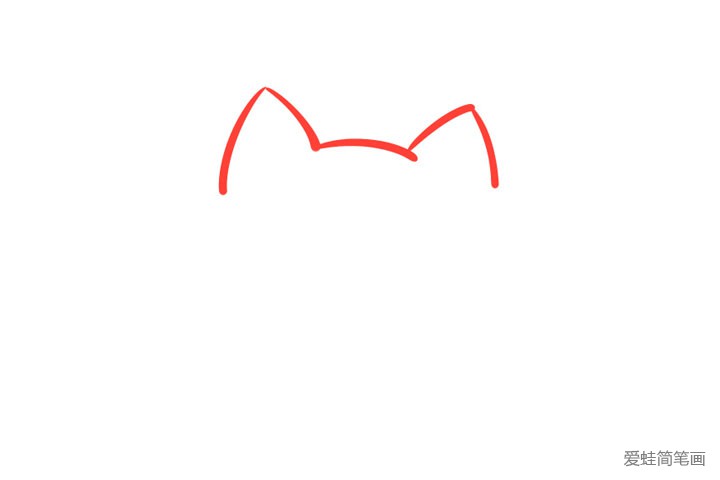 1.先画出招财猫的耳朵。