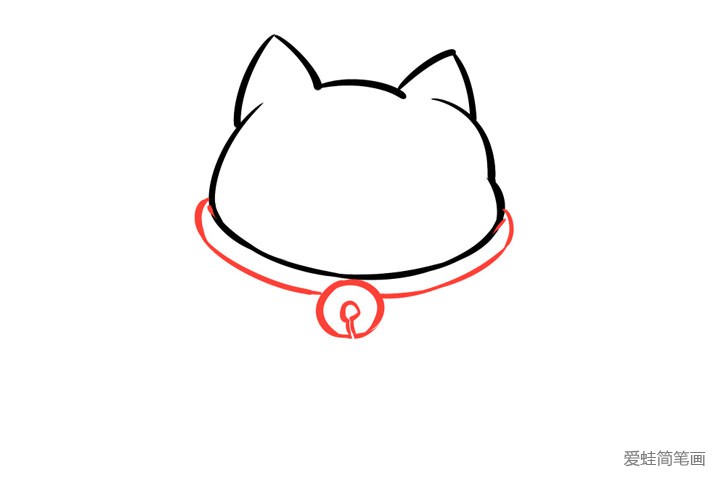 3.给招财猫的脖子上画上铃铛。