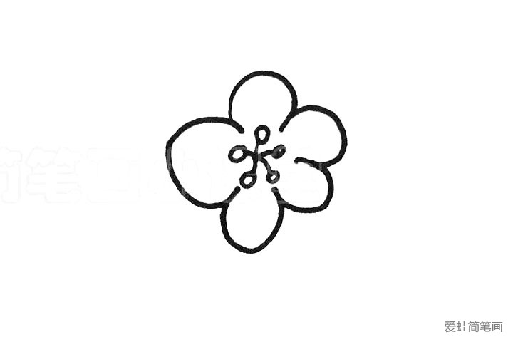 1.画出花朵轮廓和花蕊。