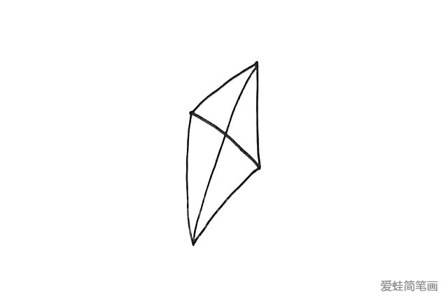 2.中间画十字形的分割线，作为风筝的骨架。