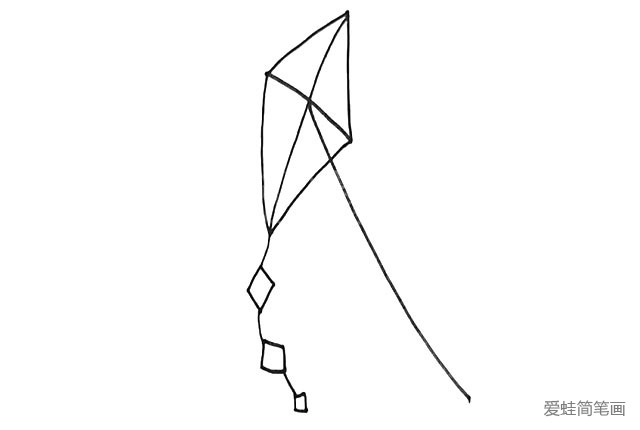 4.画一根弧线作为风筝线。